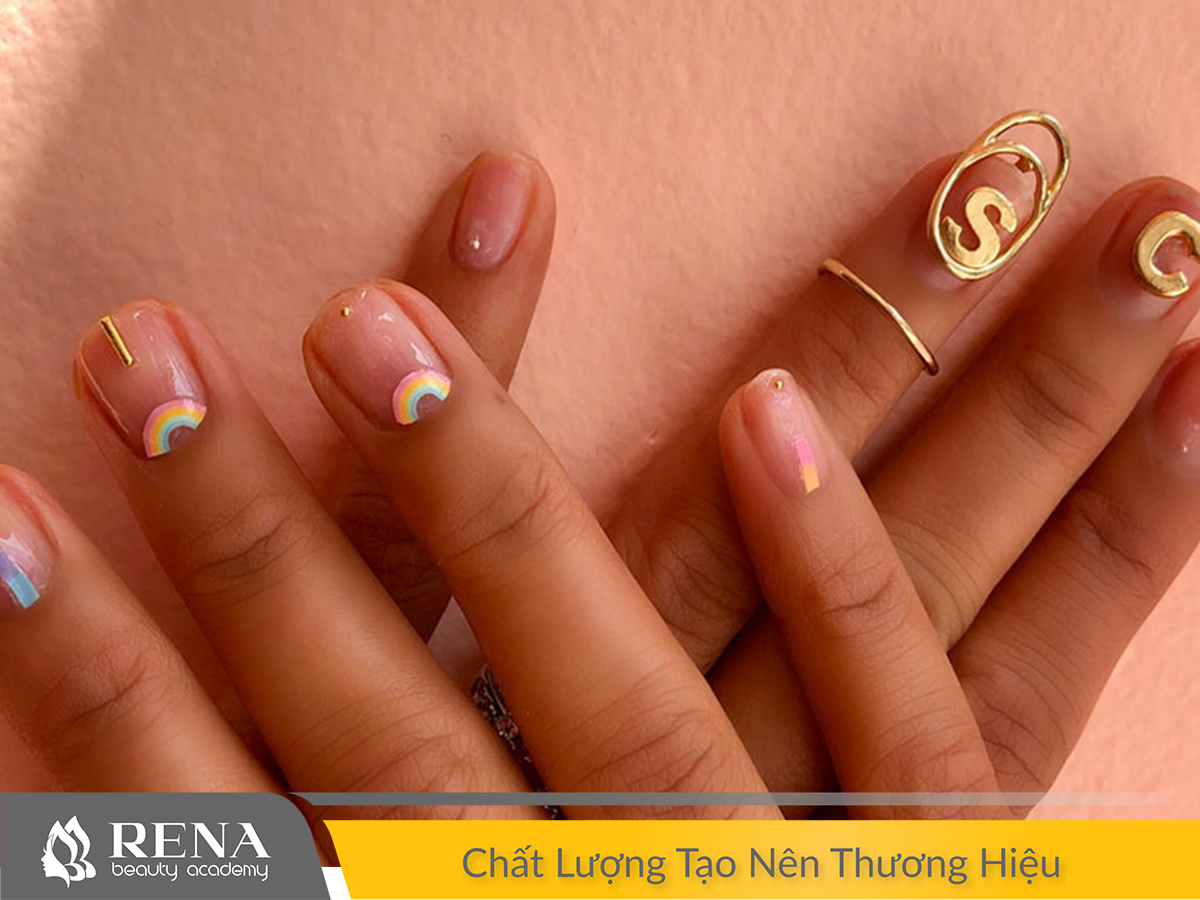   Nail đá quý viền kim loại là hot trend làm móng Hàn Quốc cực HOT